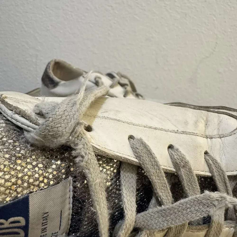 Golden Goose Super-Star Sneakers Glitter Toe Size 38 Italy